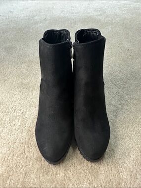 Classic Black Suede Ankle Booties with Side Zip